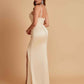 Gorgeous Spaghetti Straps Soft Satin Side Slit Floor-Length Mermaid Bridesmaid Dresses