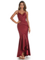 High Low Silky Satin Formal Long Wedding Party Guest Dresses