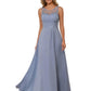A-Line Chiffon Mother of The Bride Dresses Lace Wedding Formal Dresses