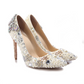 Rhinestone Pointed Toe Ivory Pearl Toe High Heel Bridal Wedding Shoes