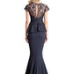 Lace Elegant Mother of The Bride Dress Evening Illusion Cap Sleeve