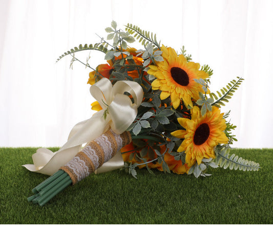 Wedding Flower For The Groom And Bride, Simulated Sunflower Wedding Bouquet