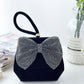 New diamond bow velvet flip cover handbag banquet bag evening dress bag