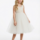 Spaghetti Strap Lace Tulle Flower Girl Dress Floral Embroidery Sleeveless Elegant Cute Flower Tulle Dress for Kids