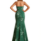Sexy Sweetheart Mermaid Long Satin Floral Formal Dresses For Women