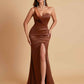 Gorgeous One Shoulder Soft Satin Side Slit Floor-Length Mermaid Bridesmaid Dresses