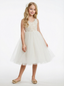 Spaghetti Strap Lace Tulle Flower Girl Dress Floral Embroidery Sleeveless Elegant Cute Flower Tulle Dress for Kids