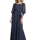 3/4 Sleeve Chiffon Jewel Mother of The Bride Dress Evening Gowns