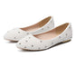 New Arrival White Pearl Sparkling Diamond Flat Shoes Wedding Shoes Flat Evening Shoes