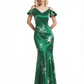 Beautiful Mermaid Cold Shoulder Floral Satin Maxi Floral Formal Dresses For Women