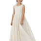 Elegant Lace Flower Girl Dress with Sleeveless Bodice and Flowing A-Line Skirt