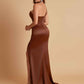 Gorgeous One Shoulder Soft Satin Side Slit Floor-Length Mermaid Bridesmaid Dresses