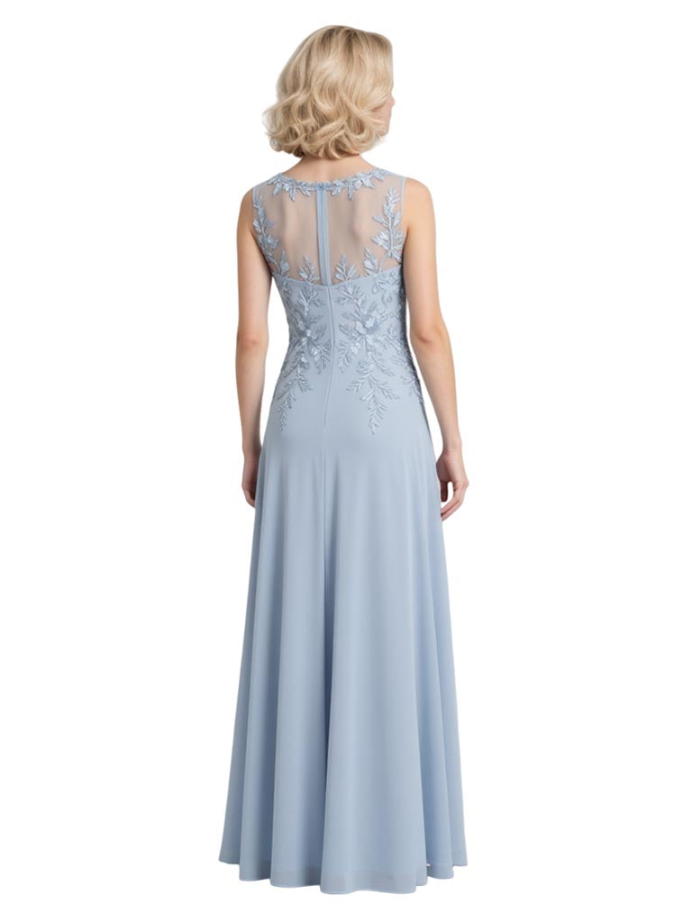 A-Line Chiffon Mother of The Bride Dresses Lace Wedding Formal Dresses