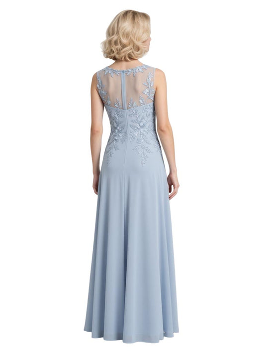 A-Line Chiffon Mother of The Bride Dresses Lace Wedding Formal Dresses