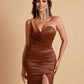Gorgeous One Shoulder Soft Satin Side Slit Floor-Length Mermaid Bridesmaid Dresses