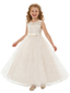 Round Neck Sleeveless A-Line Gown Delicate Lace Top & Tulle Skirt with Bow Belt for Special Occasions