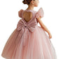 Flower Girls A-line with Bow Princess Gown for Wedding Kids Guest Dress