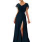 Mermaid Chiffon Mother of the Brides Dresses Floor length Slit Formal Gowns
