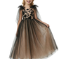 Chic Flower Girl Gown Scoop Neck Sleeveless Lace Embroidered A-Line Floor-Length Tulle Dress with Bow Capelet