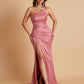 Gorgeous Strapless Soft Satin Side Slit Floor-Length Mermaid Bridesmaid Dresses