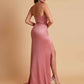 Gorgeous Strapless Soft Satin Side Slit Floor-Length Mermaid Bridesmaid Dresses