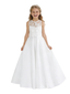 Elegant Lace Bodice Flower Girl Dress Sleeveless Ball Gown Floor Length Tulle Wedding Party