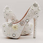 New 14CM round toe viscose shoes low top retro pearl banquet stiletto heel solid color shoes