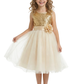 Sequin Bodice Flower Girl Dress with Sleeveless Round Neck and Tea Length Tulle A-Line Skirt