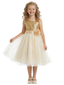 Sequin Bodice Flower Girl Dress with Sleeveless Round Neck and Tea Length Tulle A-Line Skirt