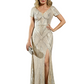 V-Neck Mermaid Mother of the Brides Dresses Slit Prom Dress for Wedding