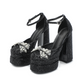 Womens Pearl Platform Heels for Women Chunky Buckle Ankle Strap Wedding Heeled Sandals Dress Evening Bride Bridal Shoes