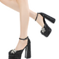 Womens Pearl Platform Heels for Women Chunky Buckle Ankle Strap Wedding Heeled Sandals Dress Evening Bride Bridal Shoes