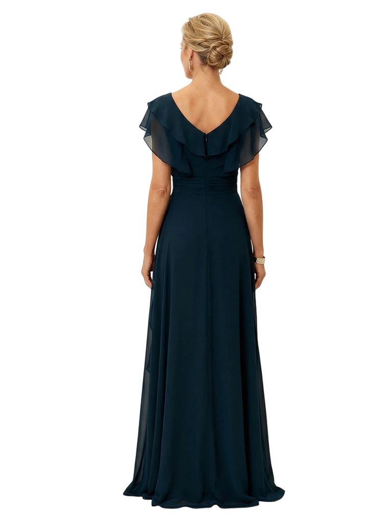 Mermaid Chiffon Mother of the Brides Dresses Floor length Slit Formal Gowns