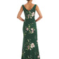 Trendy V-Neck Mermaid Floral Satin Maxi Floral Formal Evening Dresses For Women