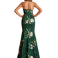 Sexy Sweetheart Mermaid Long Satin Floral Formal Dresses For Women