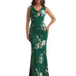 Elegant Spaghetti Straps Cowl Mermaid Long Satin Floral Formal Evening Dresses For Ladies