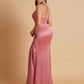 Gorgeous Square Criss Cross Soft Satin Side Slit Floor-Length Mermaid Bridesmaid Dresses