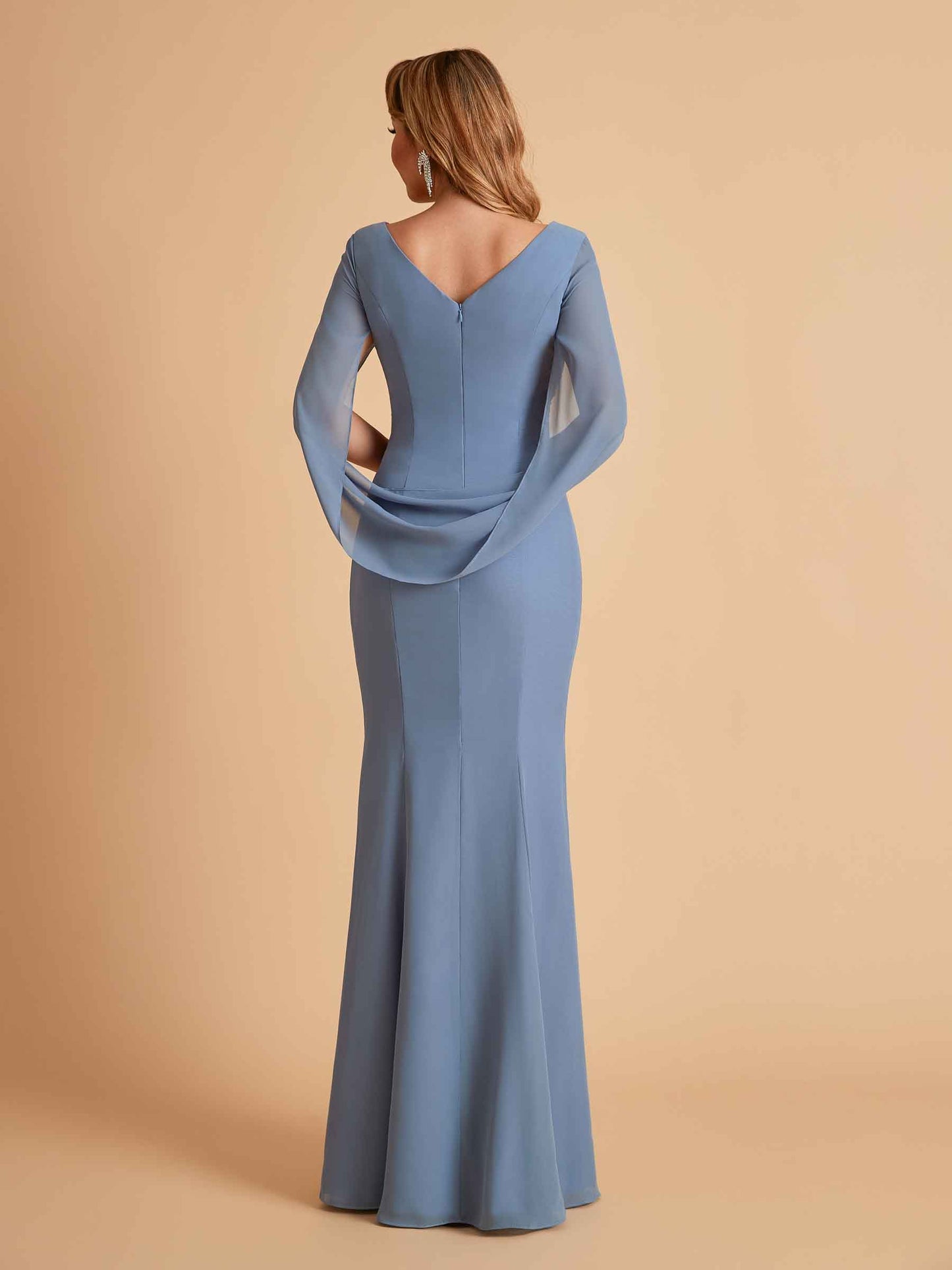 Elegant Mermaid Chiffon Half Sleeves Jewel Mother of the Brides Dresses Online