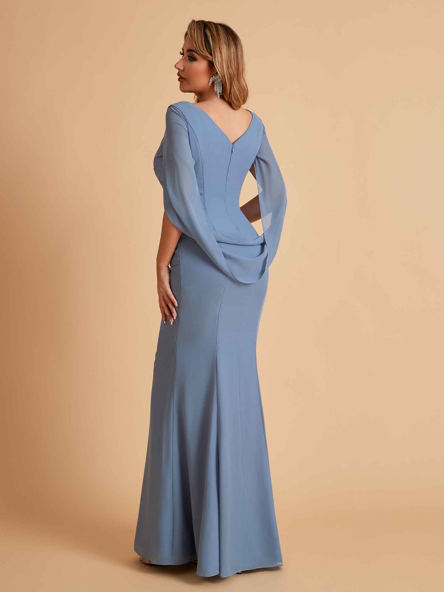 Elegant Mermaid Chiffon Half Sleeves Jewel Mother of the Brides Dresses Online