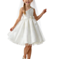One-Shoulder Sleeveless Flower Girl Dress A-Line Satin & Tulle Gown with Waist Bow Detail for Weddings & Special Occasions