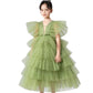 Flower Girls Elegant A-line Tulle Princess Gown for Wedding Kids Guest Dress with Train