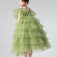 Flower Girls Elegant A-line Tulle Princess Gown for Wedding Kids Guest Dress with Train