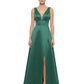 Sleeveless V-neck Mother of the Brides Dresses Floor Length A-line Slit