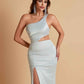 Gorgeous One Shoulder Soft Satin Side Slit Floor-Length Mermaid Bridesmaid Dresses