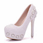 White pearl high heels wedding shoes rhinestone pearl shoes stiletto platform shoes