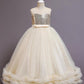 Flower Girls Cute Sequin Top A-line Tulle Princess Gown for Wedding Kids Guest Dress