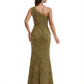 Simple One Shoulder Side Slit Mermaid Floral Satin Maxi Floral Formal Dresses For Women