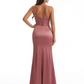 Modern Strapless Mermaid Sweetheart Ruched Satin Long Formal Dresses Side Slit