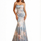 Sexy Sweetheart Mermaid Long Satin Floral Formal Dresses For Women