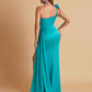 Gorgeous One Shoulder Bow Knot Soft Satin Side Slit Floor-Length Mermaid Bridesmaid Dresses